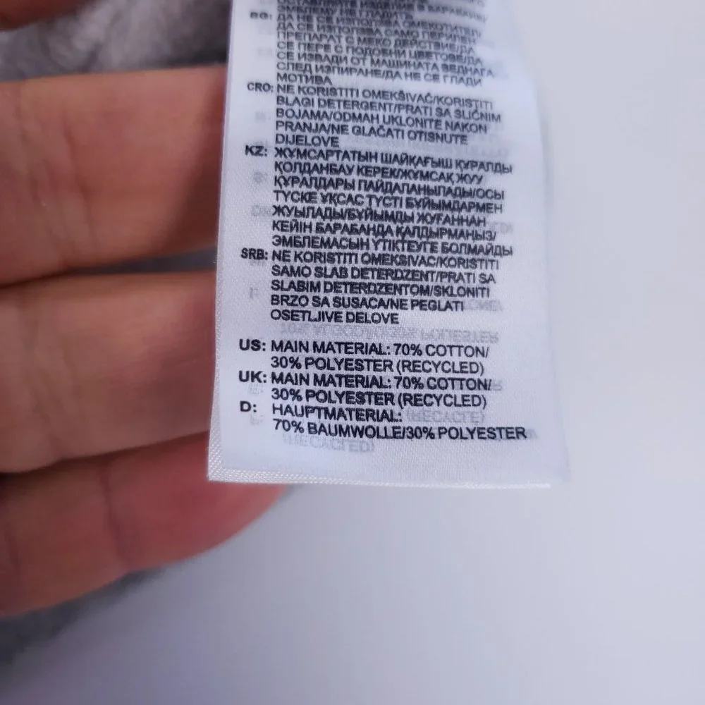 Adidas Sweatshirt Hoodie Size Large in Gray-Kangaroo Pocket-Fleece Lined - Picture 4 of 7